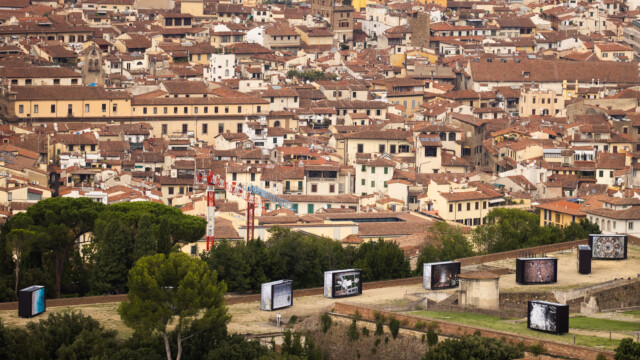Firenze, veduta aerea della mostra fotografica "Toscana Rinascimento senza fine, la bellezza infinita" del fotoreporter Massimo Sestini 2020-09-11 © Massimo Sestini