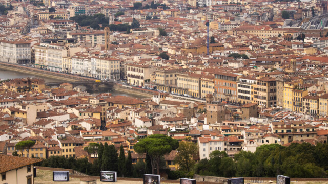 Firenze, veduta aerea della mostra fotografica "Toscana Rinascimento senza fine, la bellezza infinita" del fotoreporter Massimo Sestini 2020-09-11 © Massimo Sestini