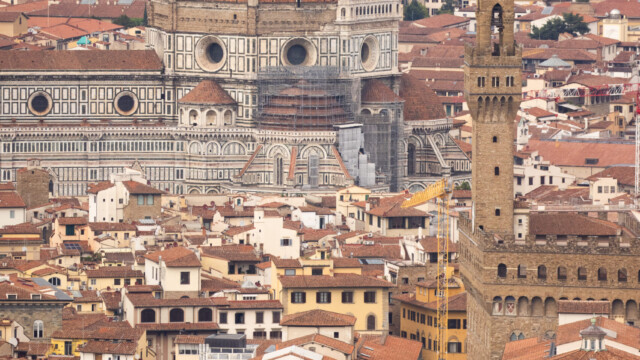 Firenze, veduta aerea della mostra fotografica "Toscana Rinascimento senza fine, la bellezza infinita" del fotoreporter Massimo Sestini 2020-09-11 © Massimo Sestini